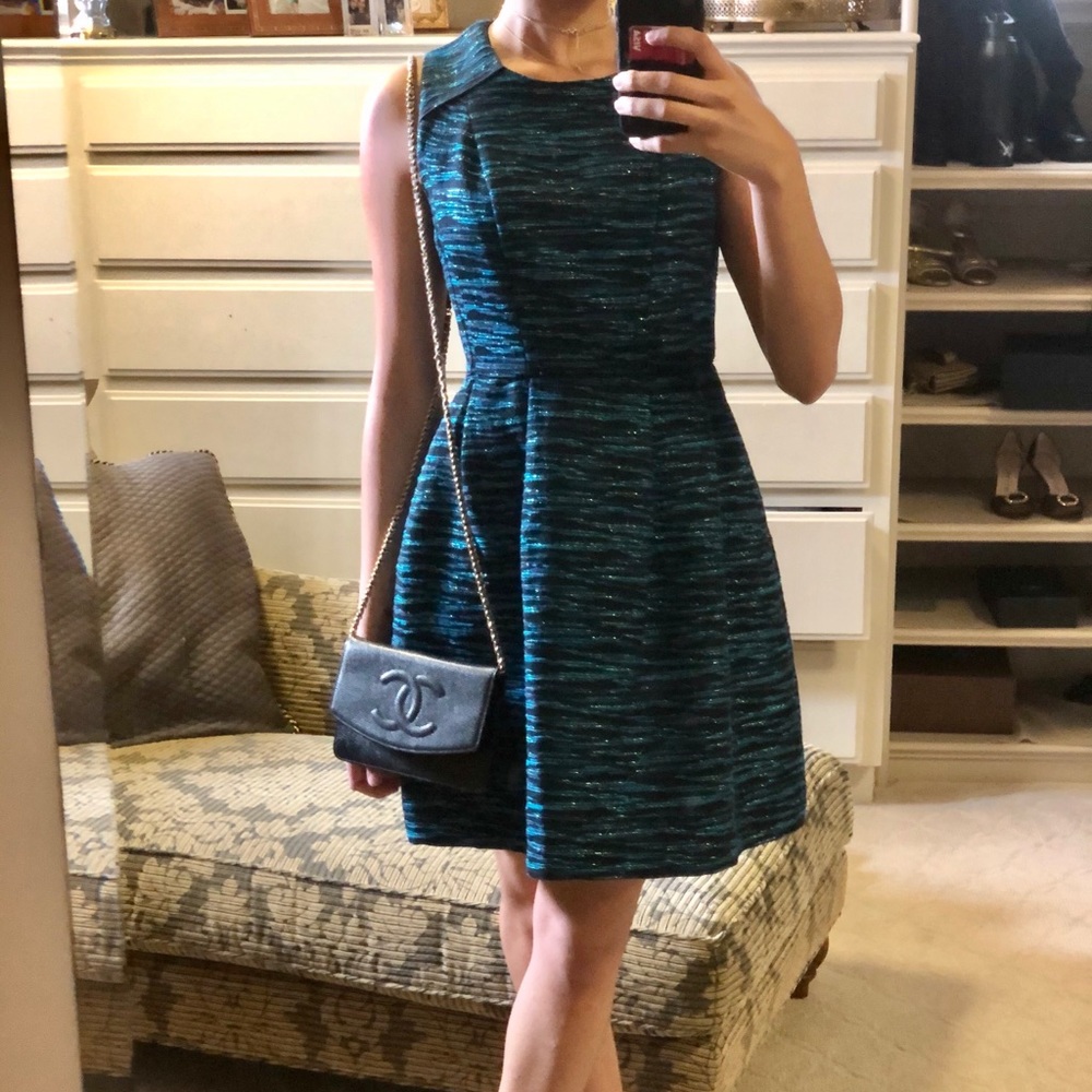 blue textured shoshanna dress size 2